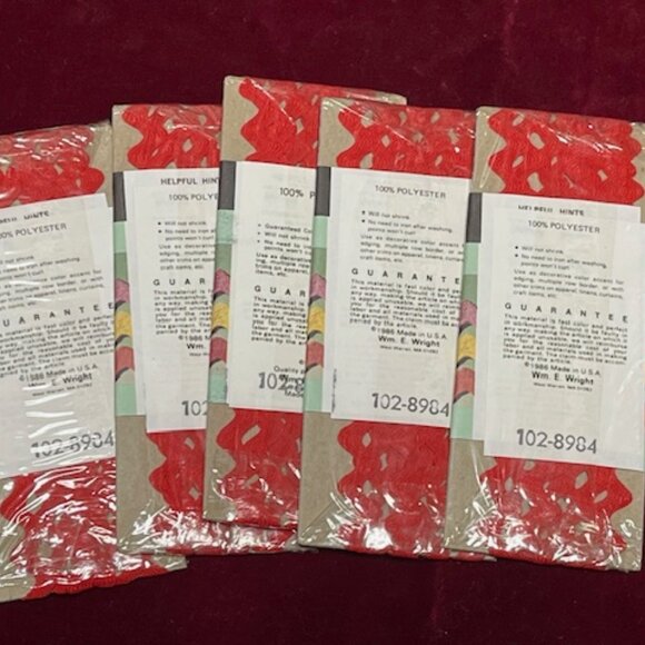 VTG Red Rick-Rack Trim Original Packaging 5 Packages Sewing Crafts 2.5 Yds Each - Picture 4 of 10